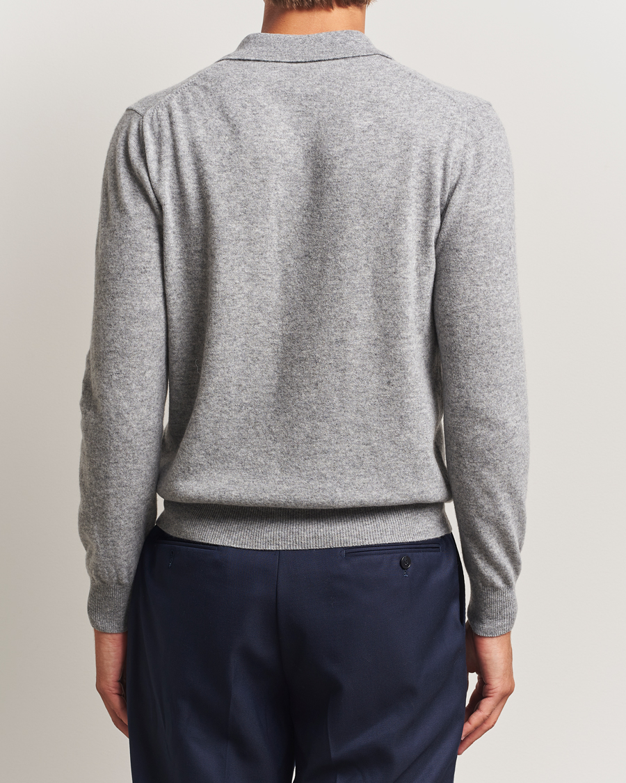 Homme | Pulls Et Tricots | Altea | Knitted Long Sleeve Polo Grey Melange
