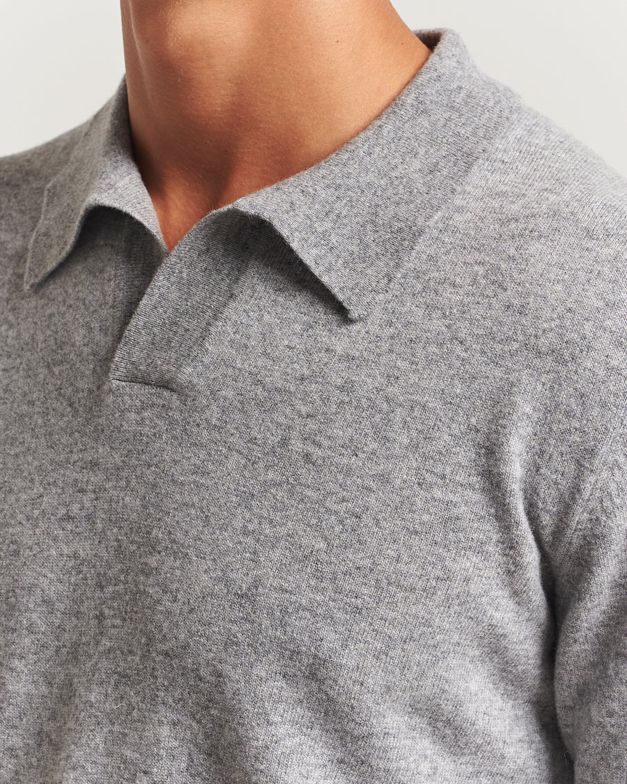 Homme | Pulls Et Tricots | Altea | Knitted Long Sleeve Polo Grey Melange