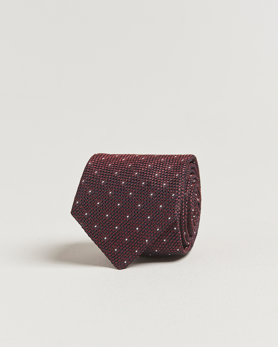 Homme | Amanda Christensen Silk Grenadine Dot 8cm Tie Wine | Amanda Christensen | Silk Grenadine Dot 8cm Tie Wine