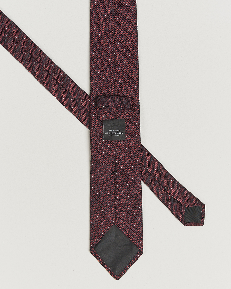 Homme | Amanda Christensen Silk Grenadine Dot 8cm Tie Wine | Amanda Christensen | Silk Grenadine Dot 8cm Tie Wine