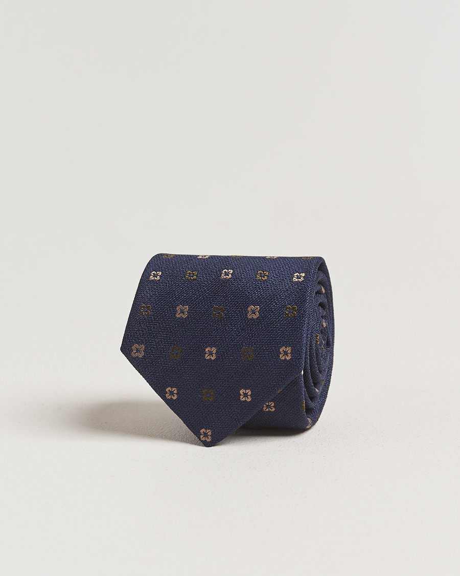 Homme | Amanda Christensen Silk Bouclé Flower 8cm Tie Navy | Amanda Christensen | Silk Bouclé Flower 8cm Tie Navy