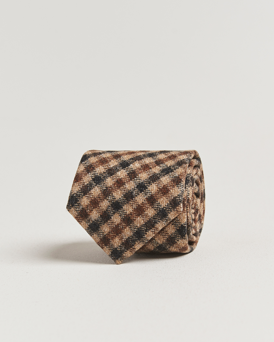 Homme | Amanda Christensen Wool Checked 8cm Tie Beige Multi | Amanda Christensen | Wool Checked 8cm Tie Beige Multi