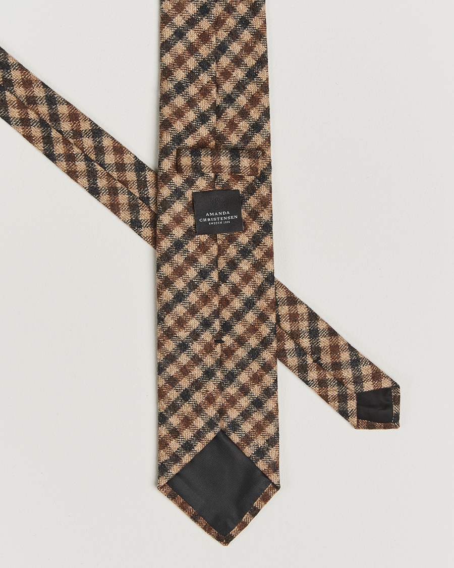 Homme | Amanda Christensen Wool Checked 8cm Tie Beige Multi | Amanda Christensen | Wool Checked 8cm Tie Beige Multi