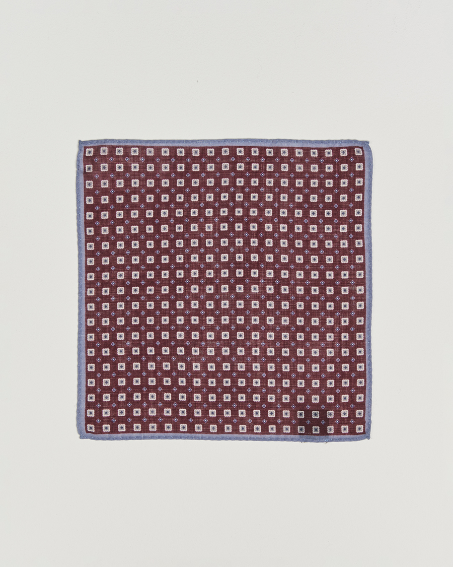 Homme | Pochettes De Costume | Amanda Christensen | Wool Printed Flower Pocket Square Wine