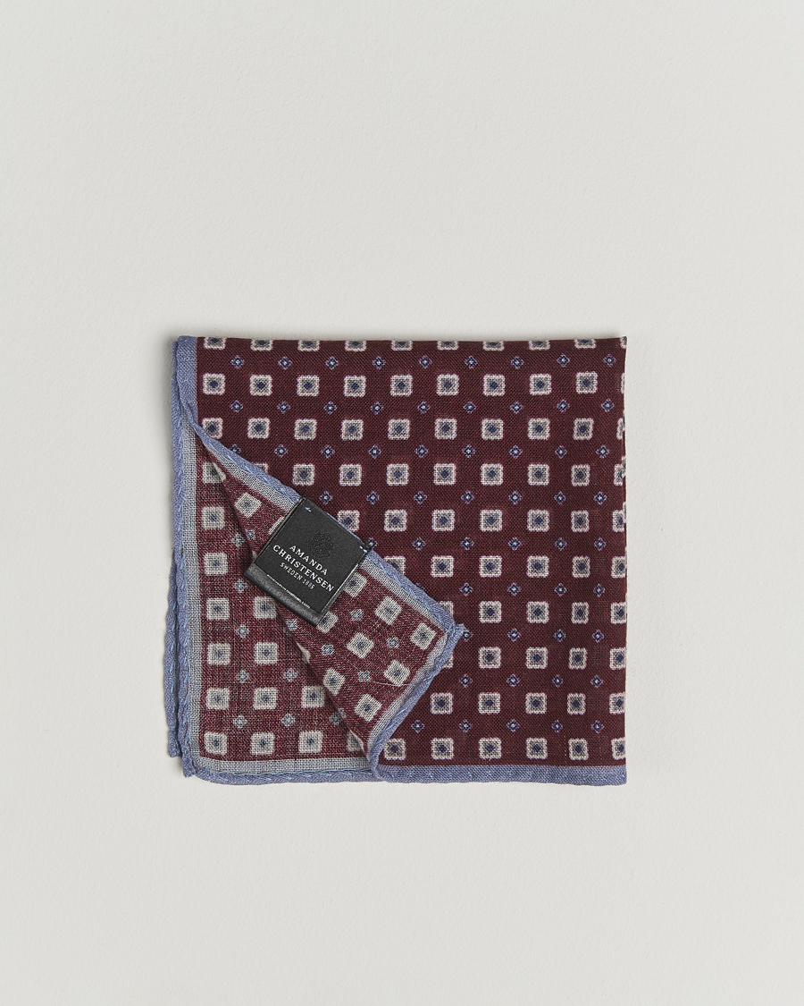 Homme | Pochettes De Costume | Amanda Christensen | Wool Printed Flower Pocket Square Wine