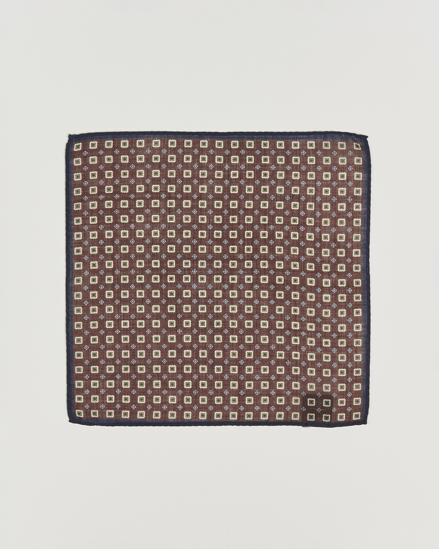 Homme | Pochettes De Costume | Amanda Christensen | Wool Printed Flower Pocket Square Brown