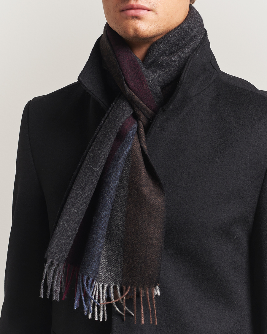 Homme | Amanda Christensen Merino Wool Herringbone Striped Scarf Multi | Amanda Christensen | Merino Wool Herringbone Striped Scarf Multi