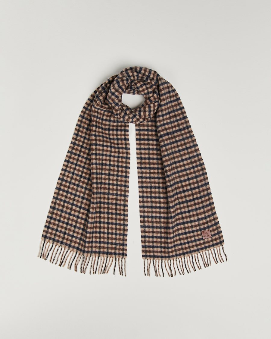 Homme | Amanda Christensen Merino Wool Check Scarf Navy/Beige | Amanda Christensen | Merino Wool Check Scarf Navy/Beige
