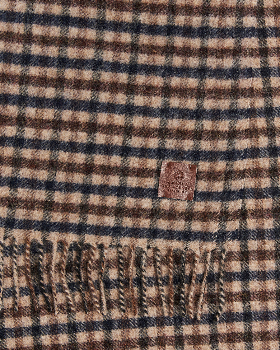 Homme | Amanda Christensen Merino Wool Check Scarf Navy/Beige | Amanda Christensen | Merino Wool Check Scarf Navy/Beige