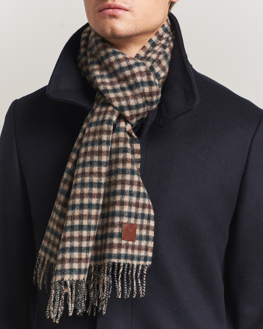 Homme | Amanda Christensen Wool Check Scarf Green/Brown | Amanda Christensen | Wool Check Scarf Green/Brown