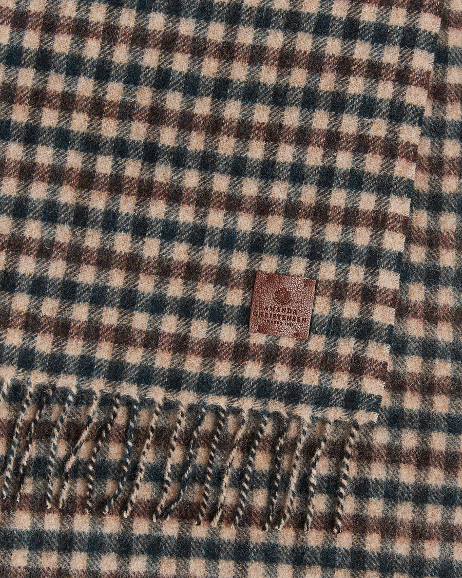 Homme | Amanda Christensen Wool Check Scarf Green/Brown | Amanda Christensen | Wool Check Scarf Green/Brown