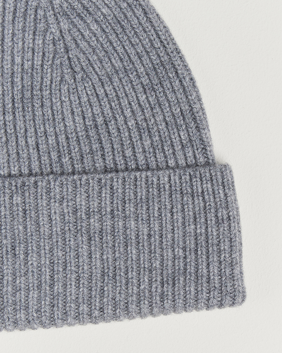Homme | Bonnets | Amanda Christensen | Rib Knitted Merino Wool Cap Light Grey Melange