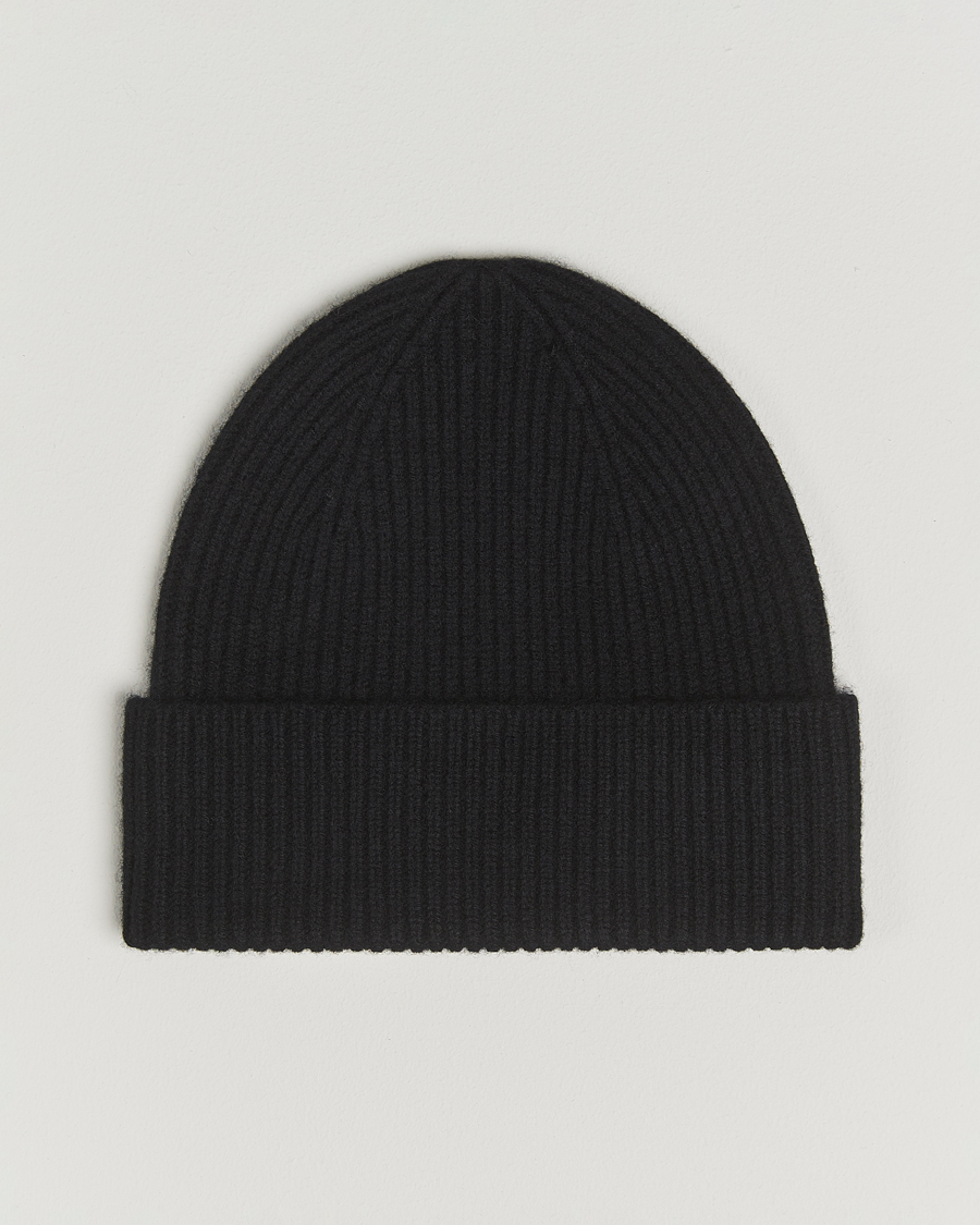 Homme | Amanda Christensen Rib Knitted Merino Wool Cap Black | Amanda Christensen | Rib Knitted Merino Wool Cap Black