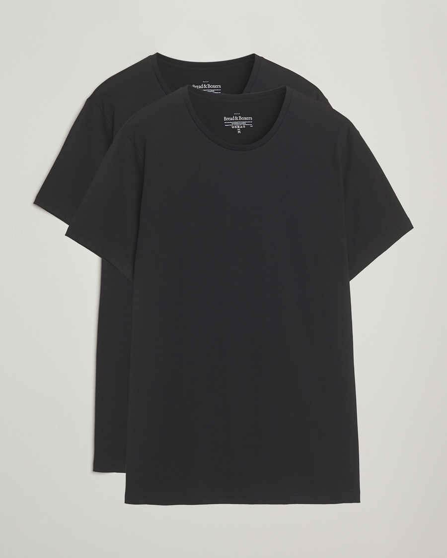 Homme | T-shirts | Bread & Boxers | 2-Pack Lightweight Cotton T-Shirt Black