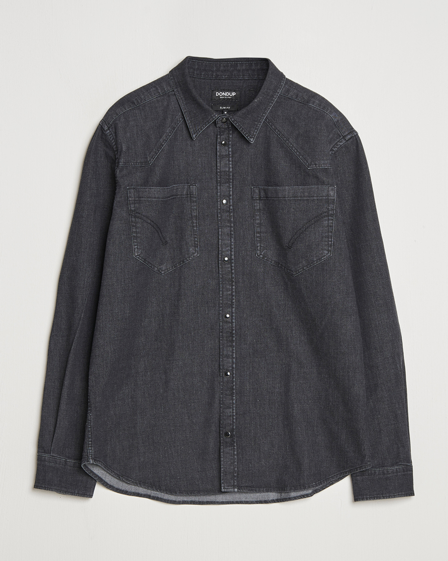 Homme | Chemises | Dondup | Pocket Denim Shirt Washed Black