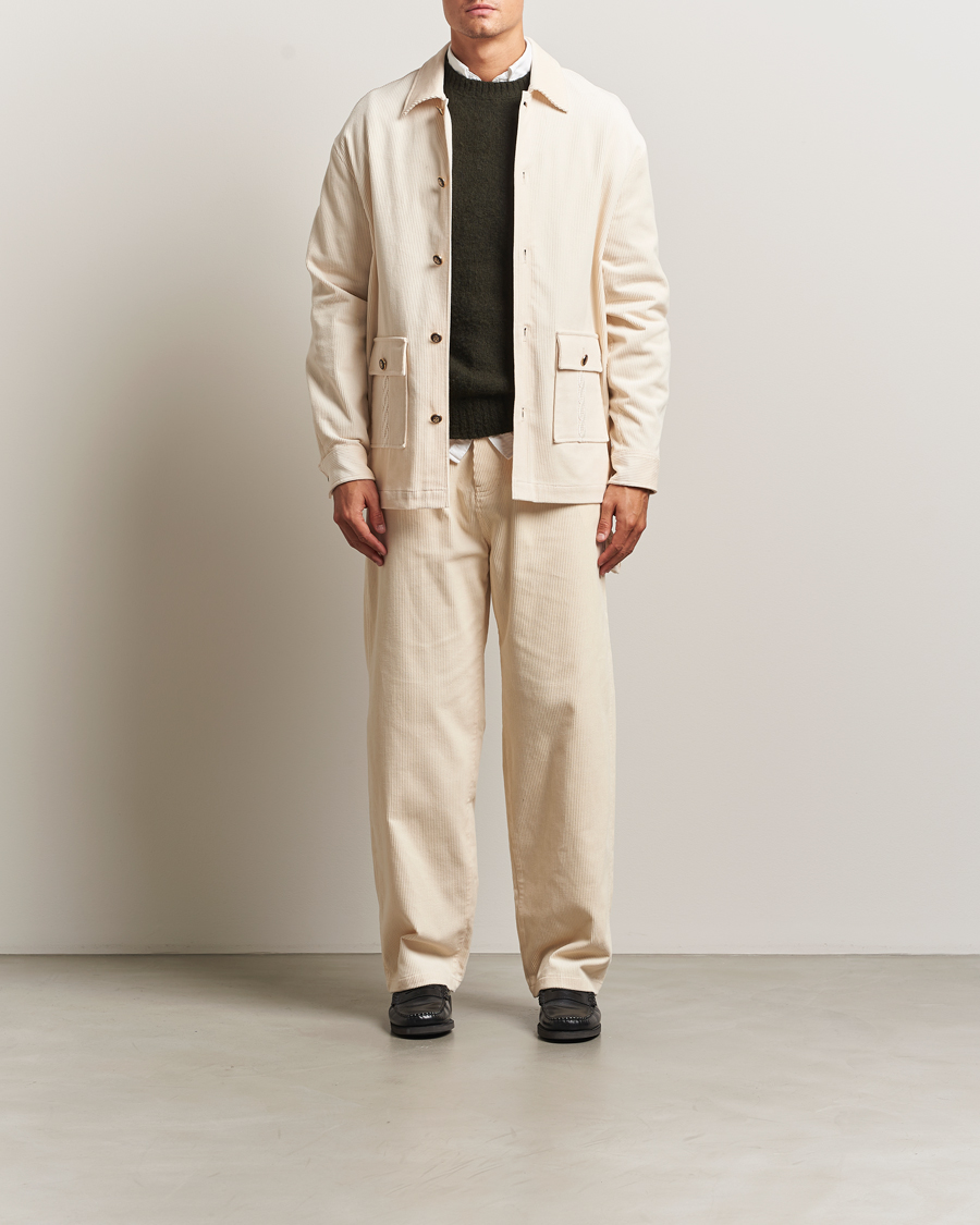 Homme | Chemises | Drôle de Monsieur | Corduroy Overshirt Ecru