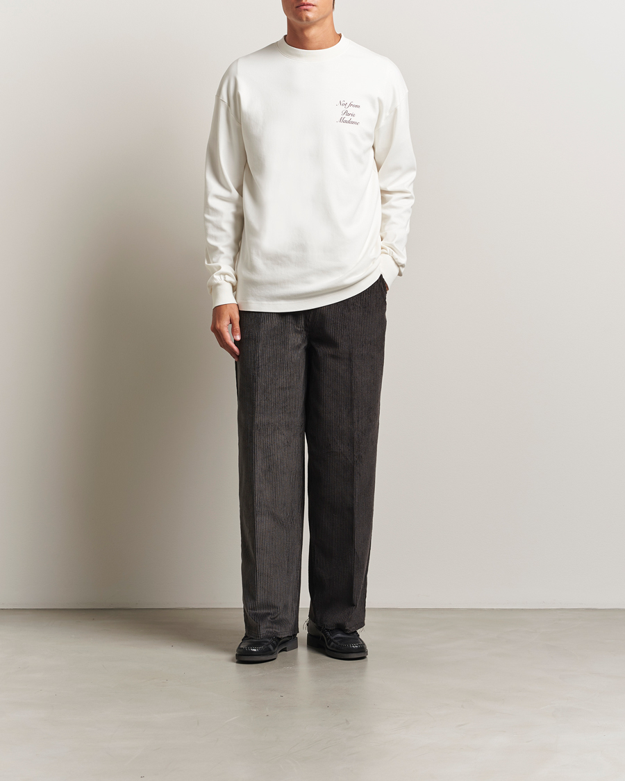 Homme | T-shirts | Drôle de Monsieur | Slogan Calligraphy Long Sleeve T-shirt Off White