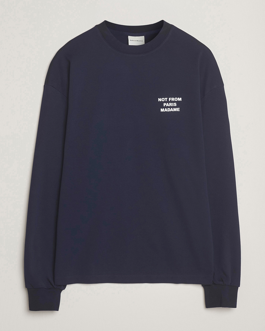 Homme | T-shirts | Drôle de Monsieur | Slogan Long Sleeve T-Shirt Navy