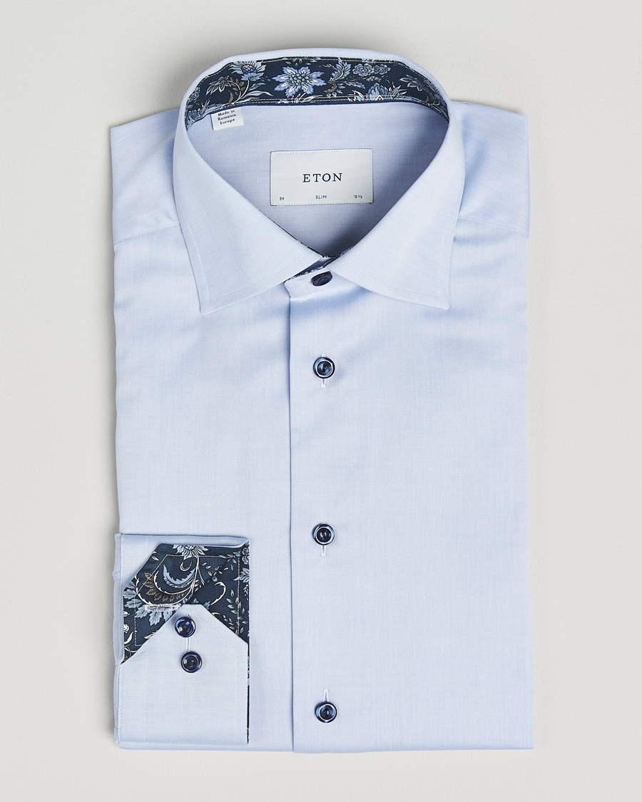 Homme | Chemises | Eton | Slim Fit Signature Twill Contrast Shirt Light Blue