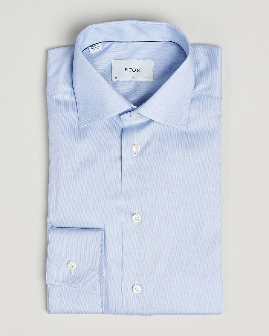 Homme | Chemises | Eton | Slim Fit Signature Twill Paspoal Shirt Light Blue