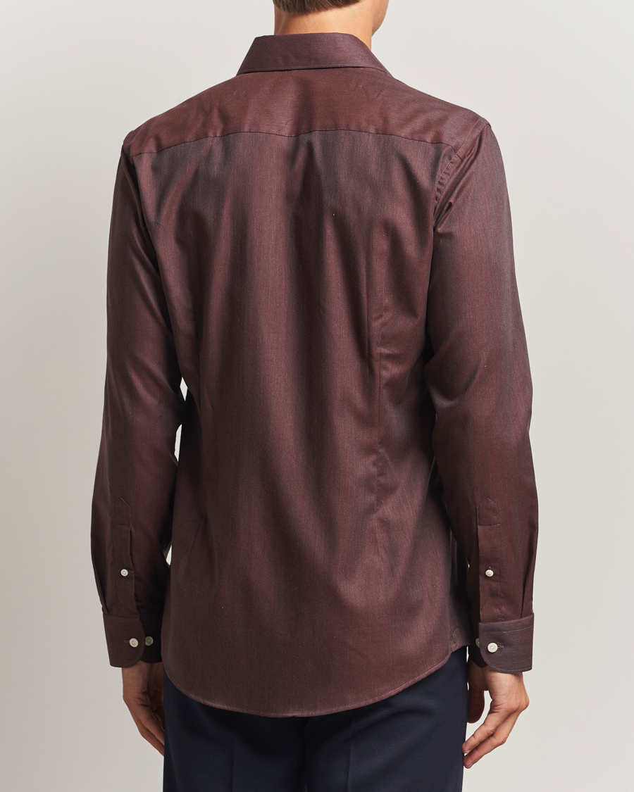 Homme | Chemises | Eton | Slim Fit Wrinkle Free Flannel Shirt Dark Red