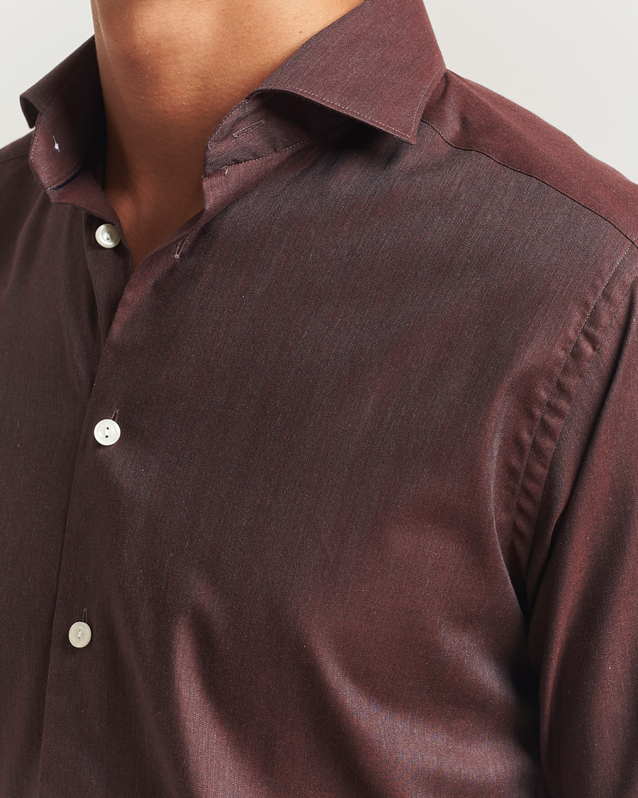 Homme | Chemises | Eton | Slim Fit Wrinkle Free Flannel Shirt Dark Red