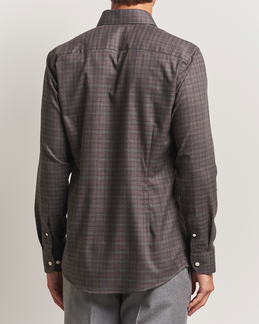 Homme | Chemises | Eton | Slim Fit Checked Wrinkle Free Flannel Shirt Red