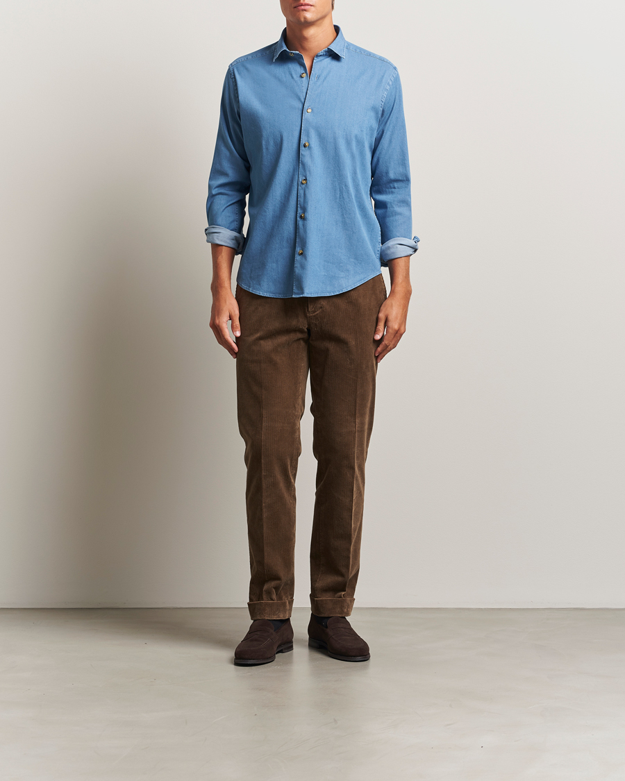 Homme | Chemises | Eton | Casual Fit Denim Shirt Light Wash