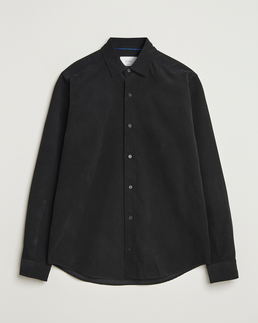 Homme | Chemises | Eton | Casual Fit Corduroy Shirt Black