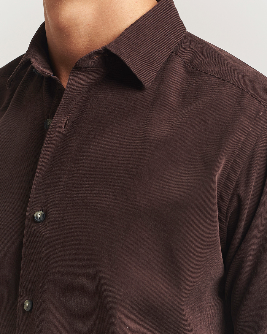 Homme | Chemises | Eton | Casual Fit Corduroy Shirt Dark Brown
