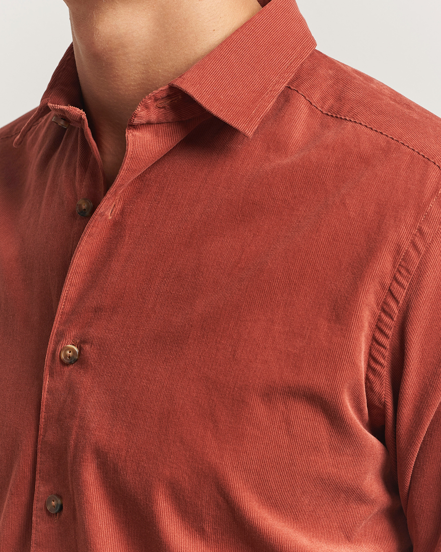 Homme | Chemises | Eton | Casual Fit Corduroy Shirt Rust Red