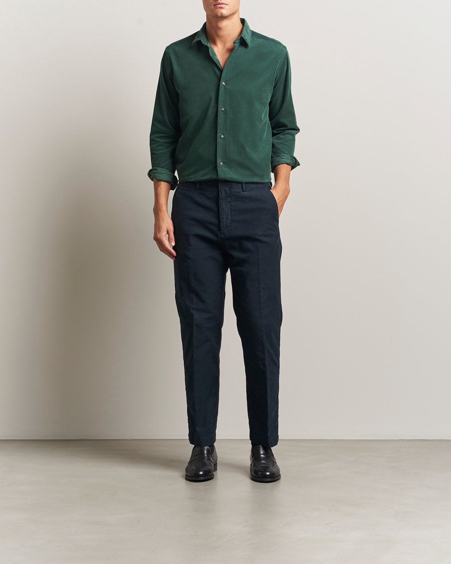 Homme | Chemises | Eton | Casual Fit Corduroy Shirt Dark Green