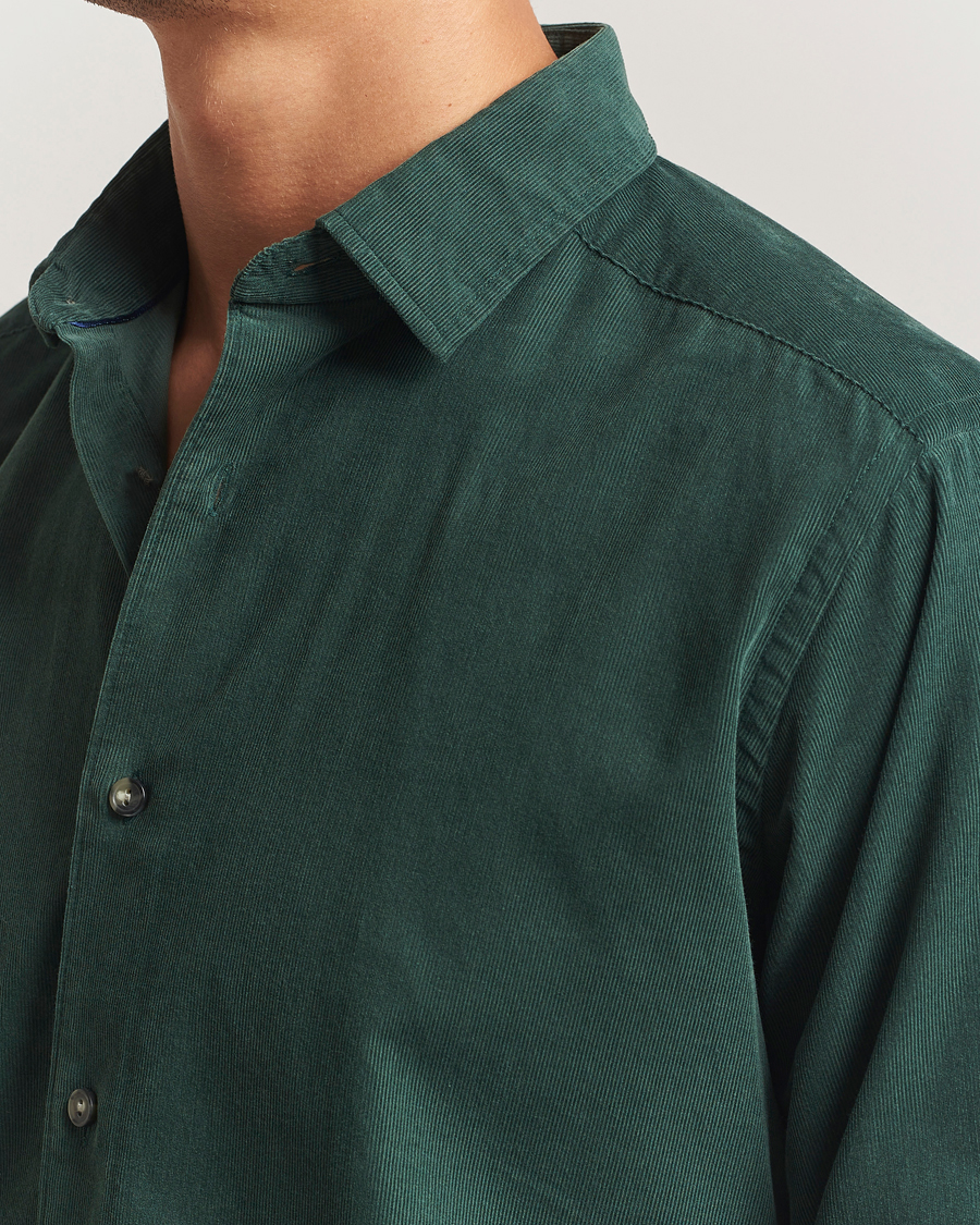 Homme | Chemises | Eton | Casual Fit Corduroy Shirt Dark Green