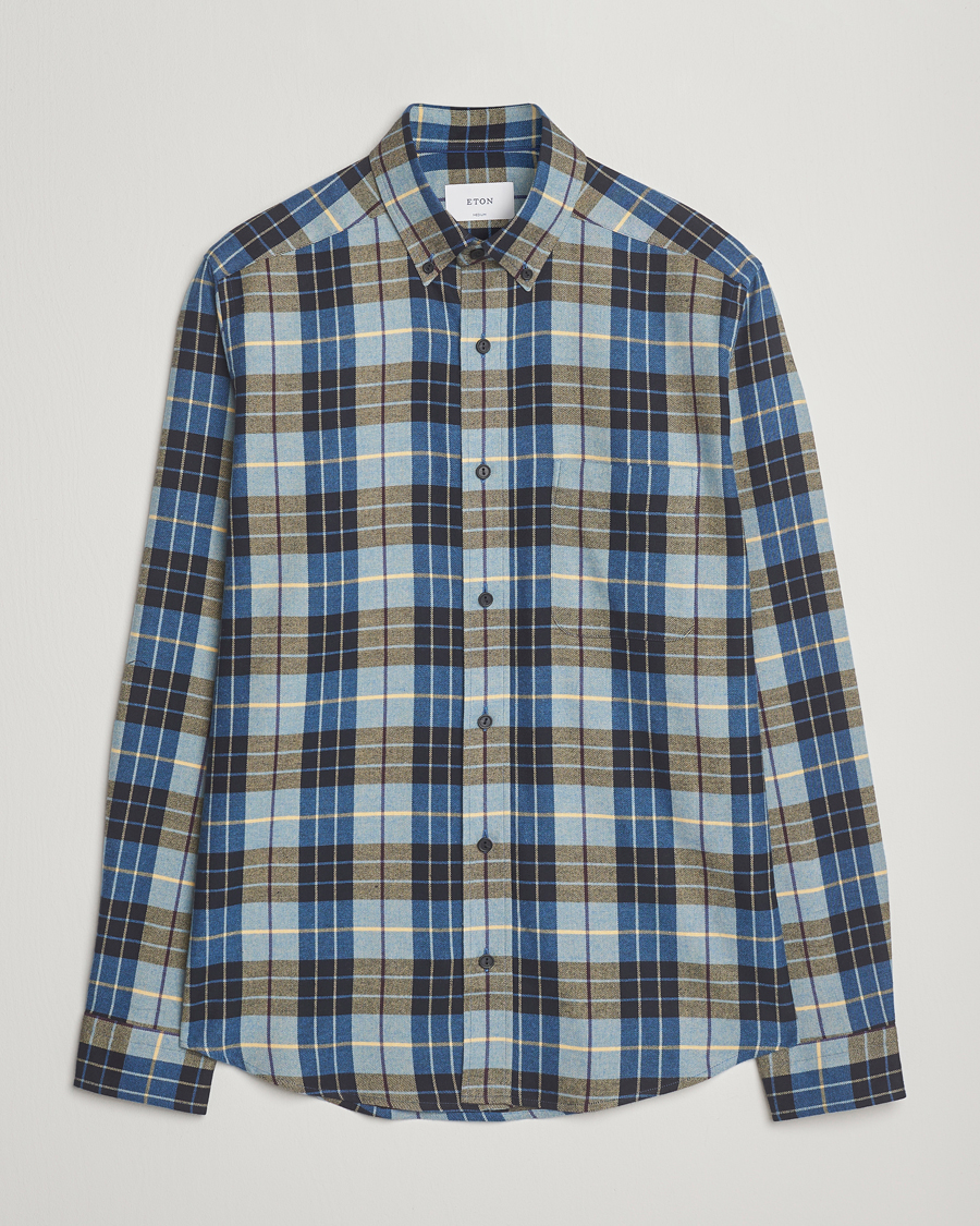 Homme | Chemises | Eton | Casual Fit Checked Flannel Shirt Blue Multi