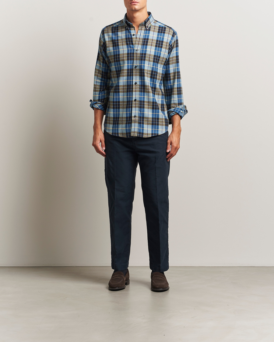 Homme | Chemises | Eton | Casual Fit Checked Flannel Shirt Blue Multi