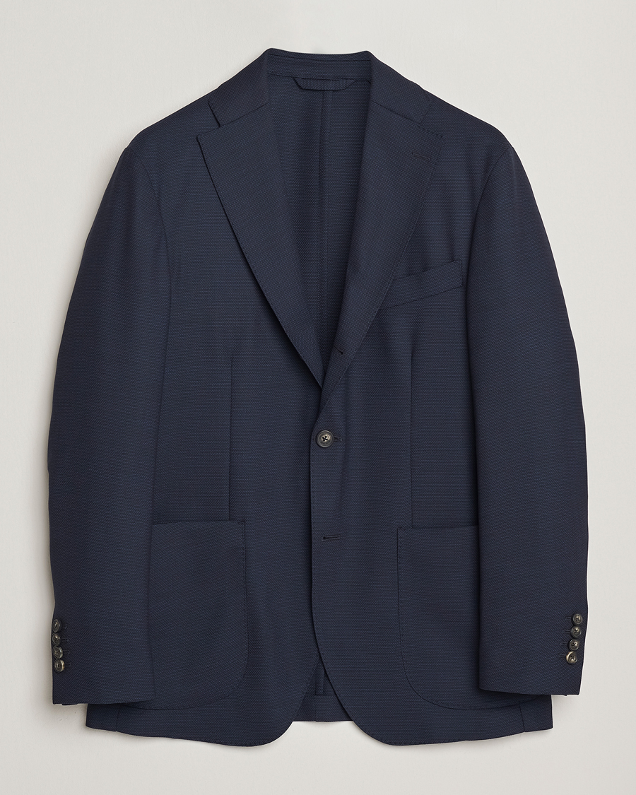 Homme | Blazers | Eton | Wool Lana Tech Soft Blazer Navy Blue