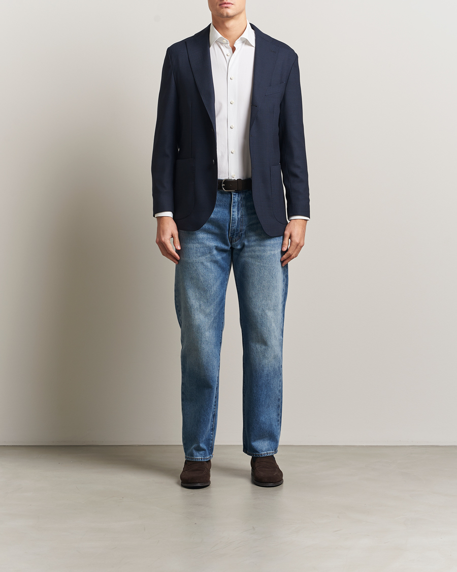Homme | Blazers | Eton | Wool Lana Tech Soft Blazer Navy Blue