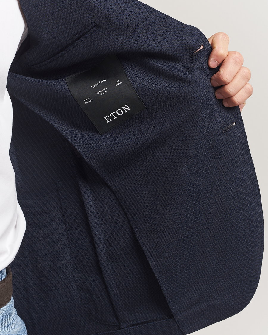 Homme | Blazers | Eton | Wool Lana Tech Soft Blazer Navy Blue