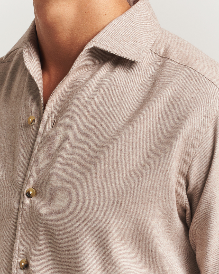 Homme | Chemises | Eton | Casual Fit One Piece Collar Flannel Shirt Beige