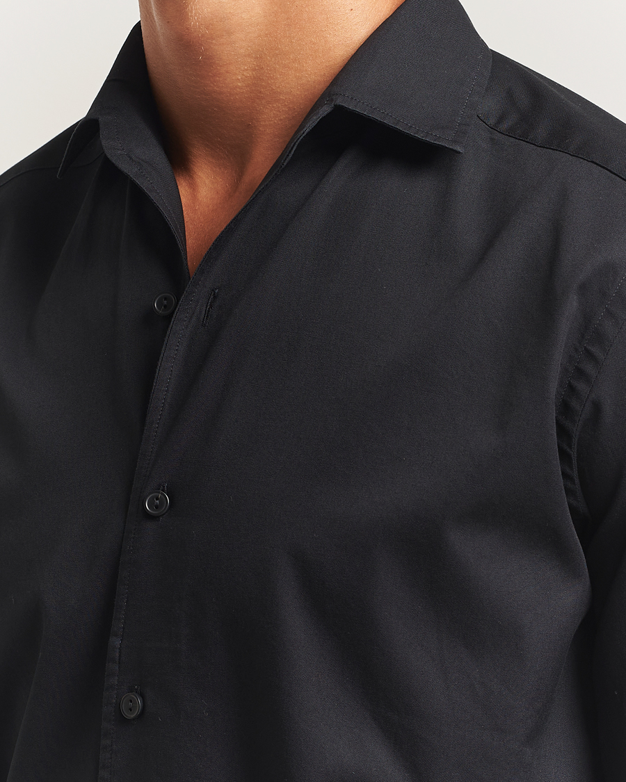 Homme | Chemises | Eton | Casual Fit Garment Washed One Piece Collar Shirt Black