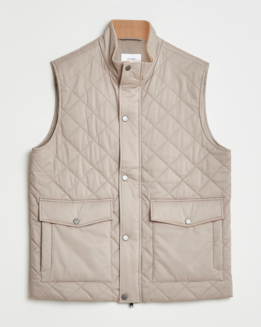 Homme | Manteaux Et Vestes | Eton | Quilted Shell Vest Beige