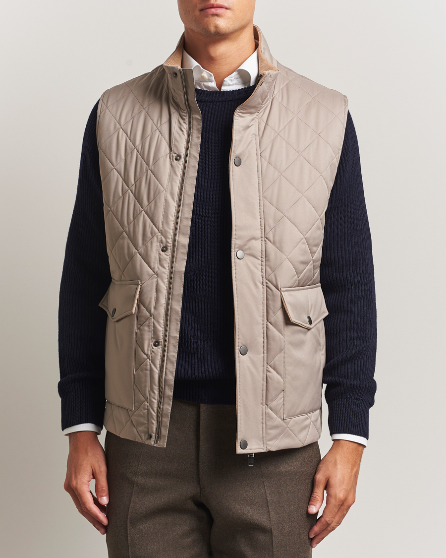 Homme | Manteaux Et Vestes | Eton | Quilted Shell Vest Beige