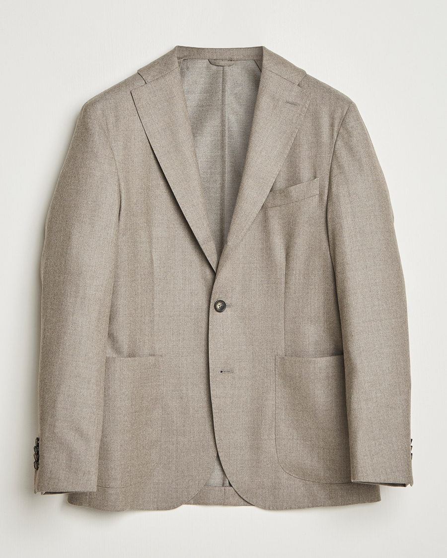 Homme | Blazers | Eton | Wool Flannel Patch Pocket Blazer Beige