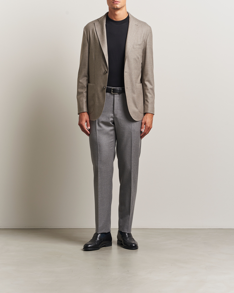 Homme | Blazers | Eton | Wool Flannel Patch Pocket Blazer Beige