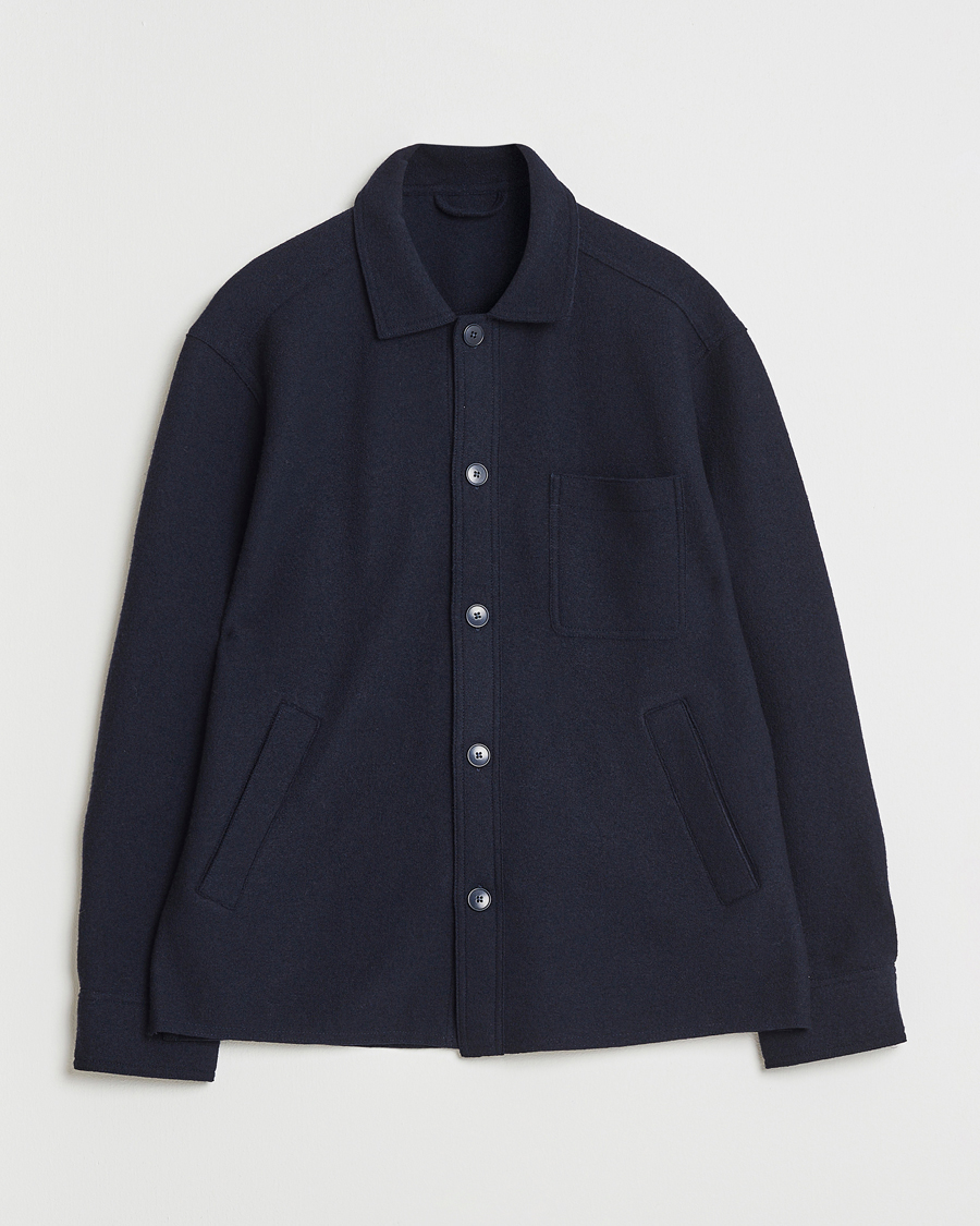 Homme | Chemises | Eton | Boiled Wool Overshirt Navy