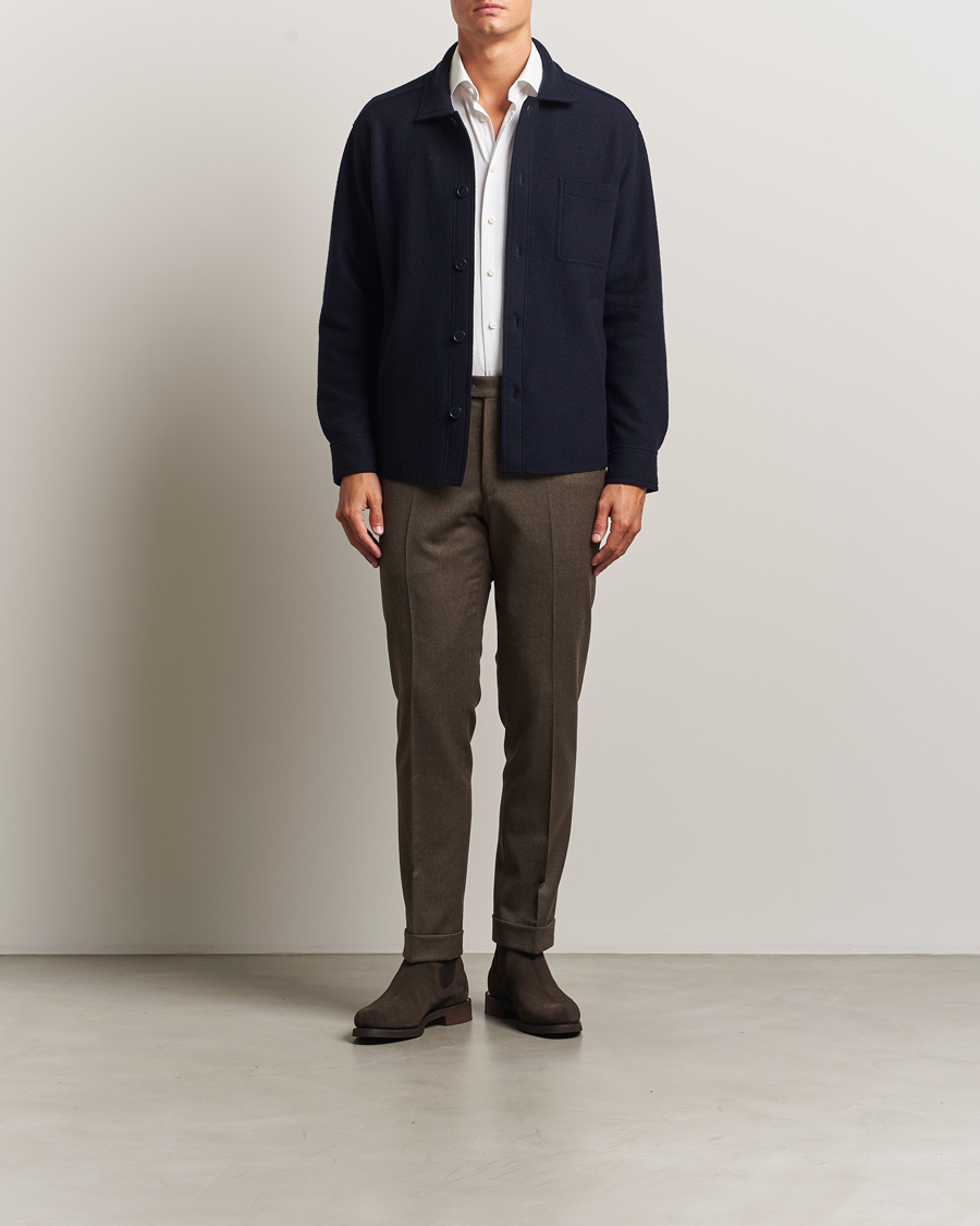 Homme | Chemises | Eton | Boiled Wool Overshirt Navy