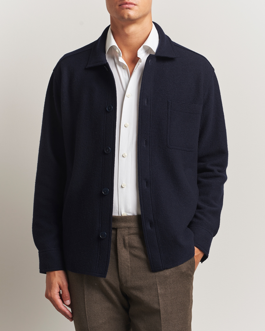 Homme | Chemises | Eton | Boiled Wool Overshirt Navy