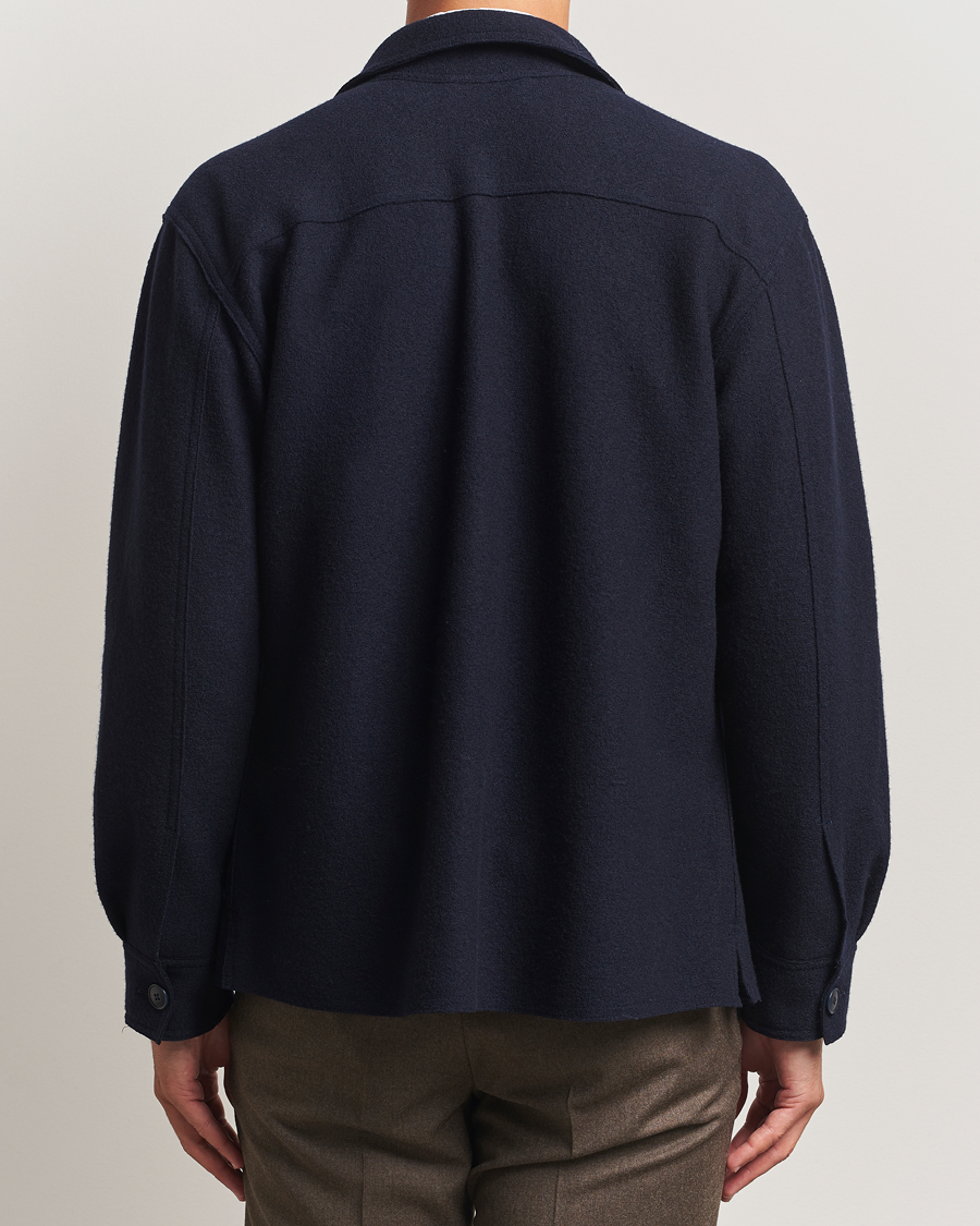 Homme | Chemises | Eton | Boiled Wool Overshirt Navy