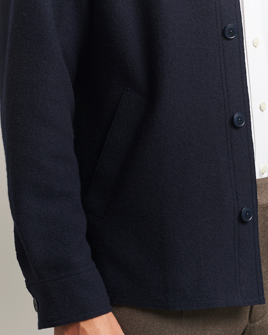 Homme | Chemises | Eton | Boiled Wool Overshirt Navy