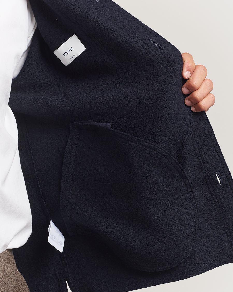 Homme | Chemises | Eton | Boiled Wool Overshirt Navy